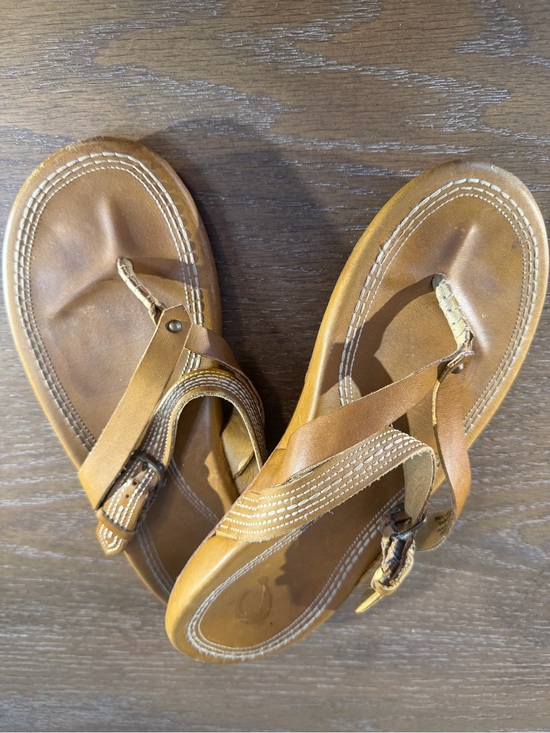 OluKai Shoes - OluKai Yellow Tan Leather Thong Sandals